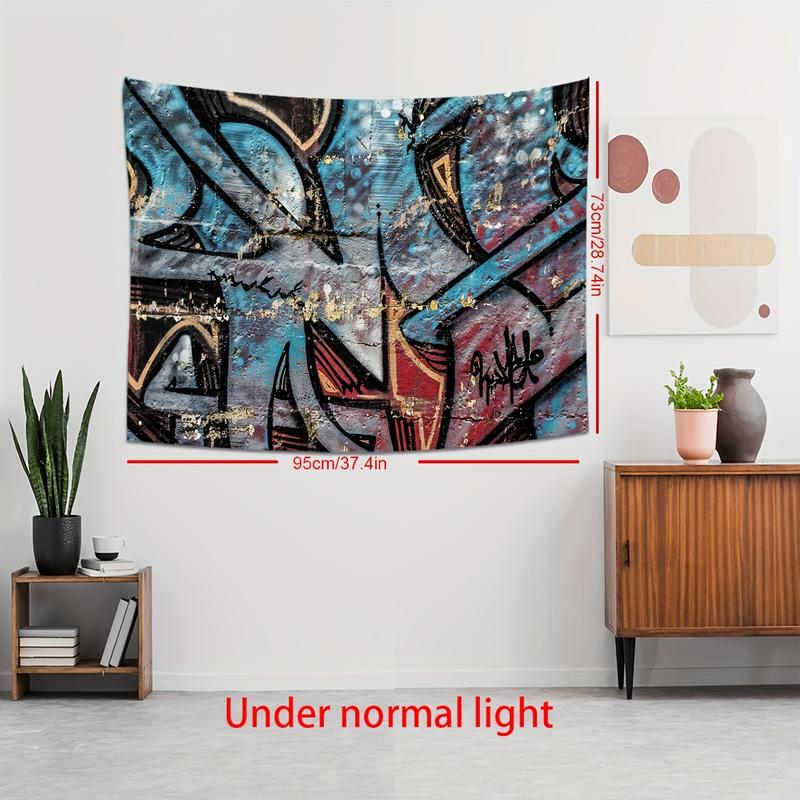 Christmas 2024 Ornament - Polyester Tapestry - Graffiti Art Print Wall Hanging, Urban Street Style Decorative Tapestry for Living Room Bedroom, Available in Multiple Sizes