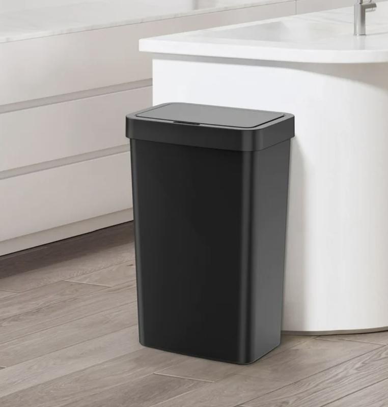 Mainstays 13.2 Gallon Kitchen Sensor Trash Can, Plastic Motion Sensor Kitchen Trash Can, Black