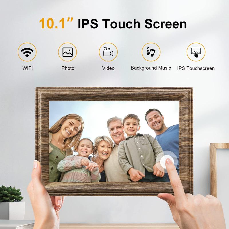 WiFi Digital Picture Frame, 10.1 Inch Smart Digital Photo Frame with 16GB Storage, Wall Mountable Auto-Rotate Electronic Frames Sharing Photo Video via Frameo App