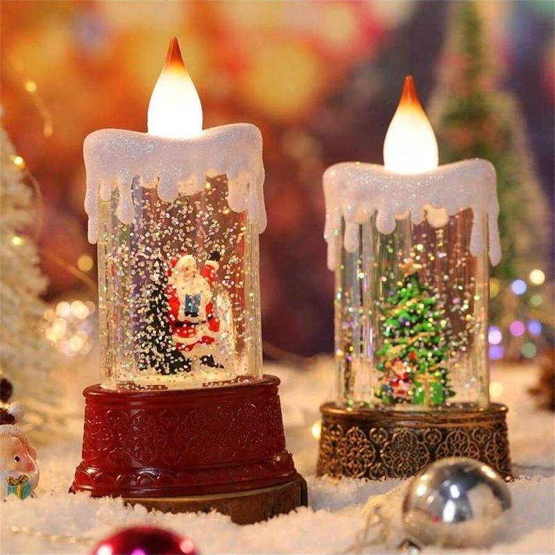 Christmas Themed Waterfilled Candle Light, 1 Count Creative Exquisite  Desktop Decorative Light, Decorative Light for Home Party Festival