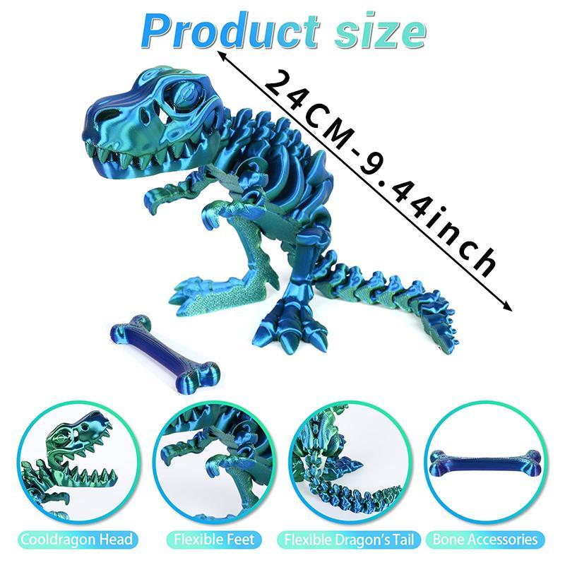 3D Printed Dinosaur Skeleton Decoration Ornament, 1 Count Adjustable Joint Design Dinosaur Skeleton Ornament, Home Decor for Living Room Bedroom Office