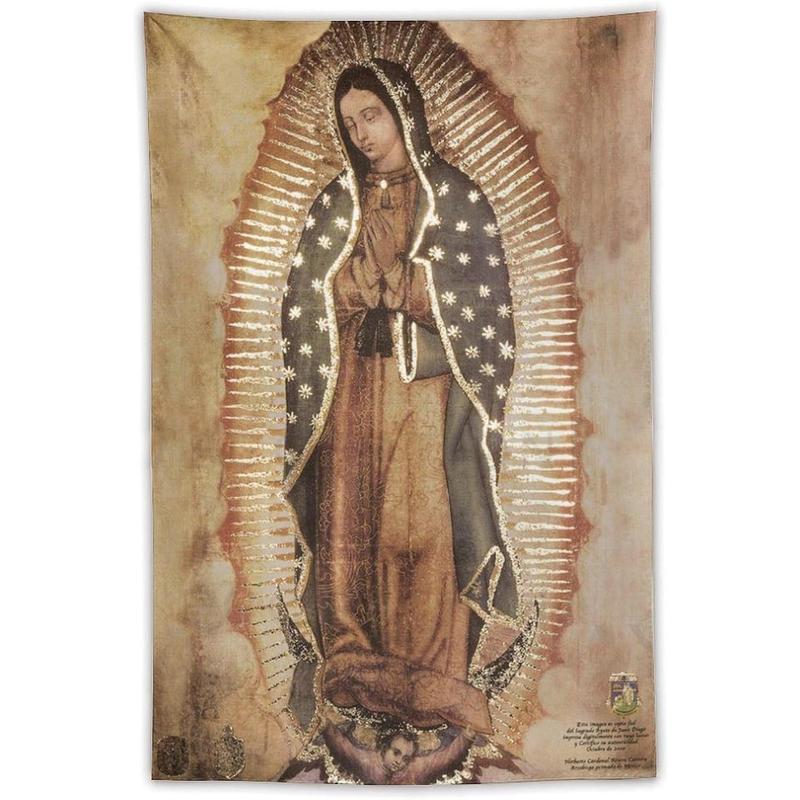 Our Lady of Guadalupe Portrait Religious Catholic Mexico Lamina Enmarcada De Nuestra Señora De Guadalupe Print Tapestry Wall Art Painting Gifts Bedroom Living Room Decor Modern Home 60