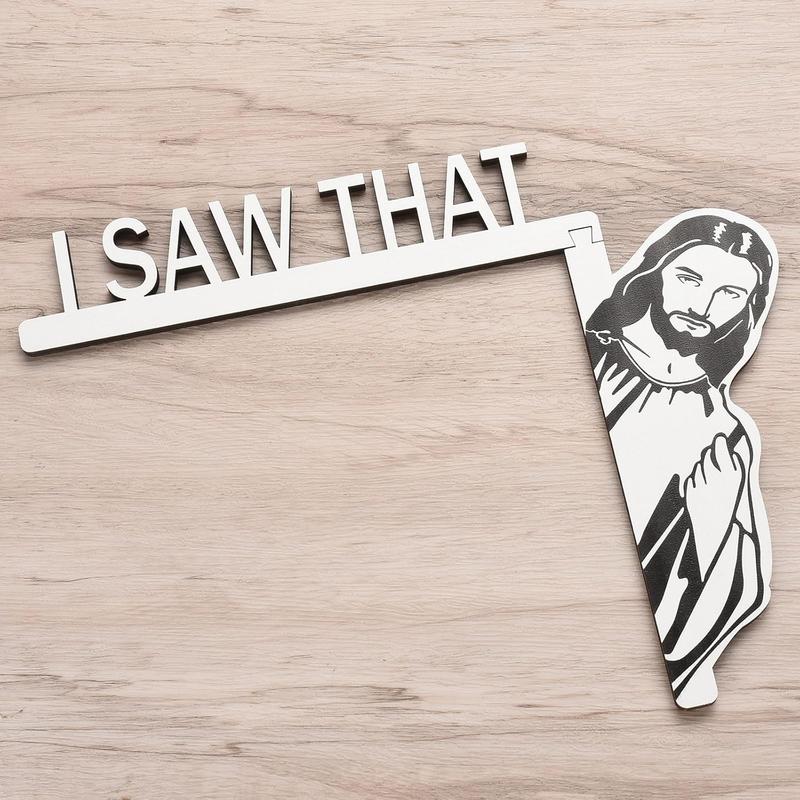 I Saw That Sign Jesus Door Frame Decor - Wood Funny Home Door Sitter Corner Decorations, Christmas Easter Birthday Gifts for Christian Lovers (8.5 x 6.7inch, Right) Smooth Photo Smooth Photo Smooth Photo