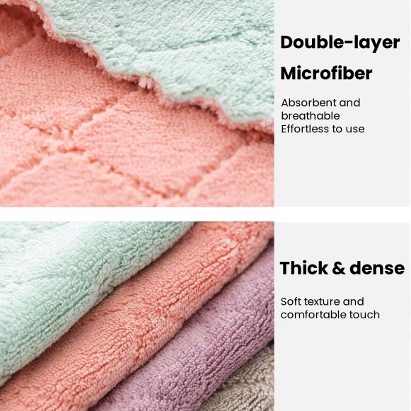 10 Counts Double-Sided Kitchen Towels，Microfiber Coral Velvet Dishtowels Multipurpose Reusable and Durable Cleaning Rags, Thickened Soft Cleaning Cloths for Kitchen, Sinks, Pots, Pans,Furniture, Wall ,Random Color Dish Towels