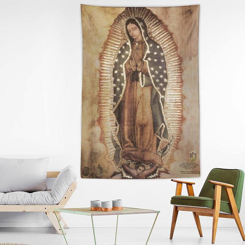 Our Lady of Guadalupe Portrait Religious Catholic Mexico Lamina Enmarcada De Nuestra Señora De Guadalupe Print Tapestry Wall Art Painting Gifts Bedroom Living Room Decor Modern Home 60