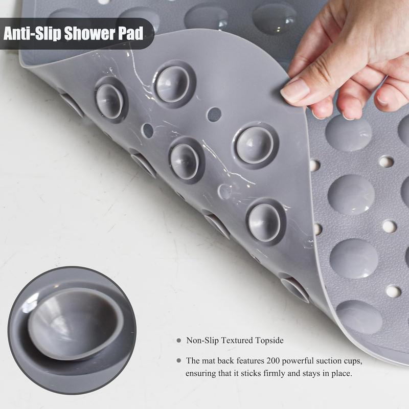 Spacious Large Non Slip Bathtub Mat - Extra Long and Durable Bath Mat for Your Tub. Machine Washable Shower Mats with Powerful Suction Cups and Effective Drain Holes. Ideal Bath Tub Mats for Bathroom Non Slip Solution