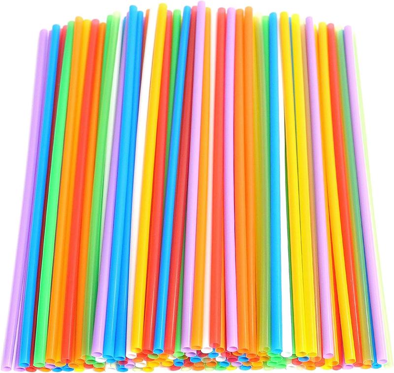 100  Colorful Plastic Long Disposable Drinking Straws.(0.23''diameter and 10.24