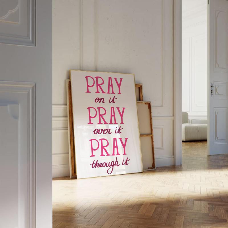 Pray On It Christian Pink Wall Art Girly Bible Poster Christian Gift For Her Modern Christian Quote Wall Art Hand Drawn Digital