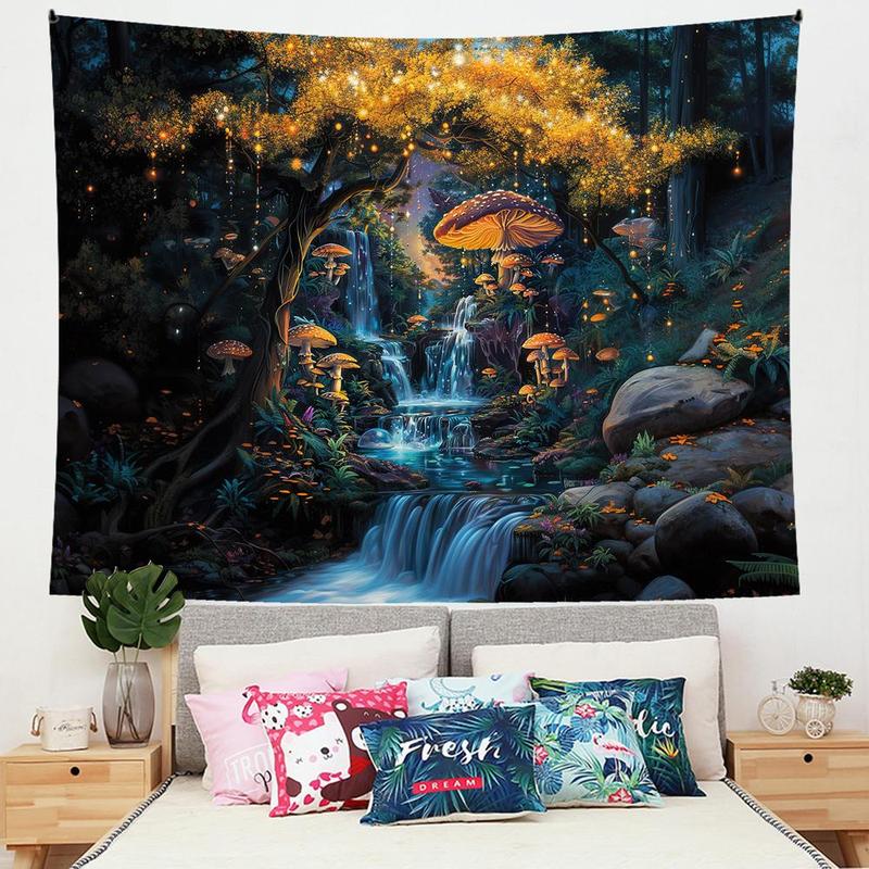 Glowing Tree & Forest Pattern Tapestry, Modern Casual Wall Hanging Tapestry, Wall Art Decor for Home Living Room Bedroom Dormitory, Room Decor, Home Decor