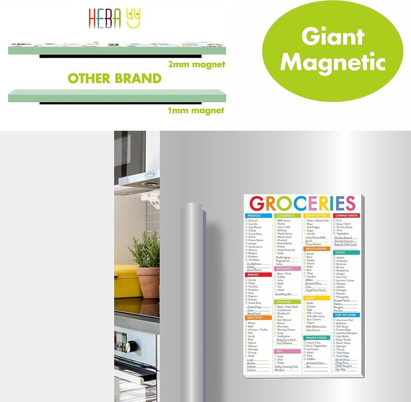 90 Sheets Fastcheck Grocery List Magnet Pad, 110 Printed Common Food for Fridge and Blank Grocery Shopping Spaces for Home. Size 6”x 9”