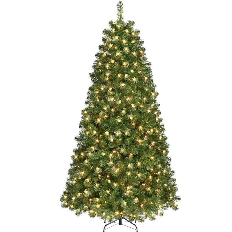 Live Only SHareconn 2024 4 5 6 7.5 9ft Classical Warm Lights Tree, Pre-lit Hinged Christmas with Foldable Stand, Decoration