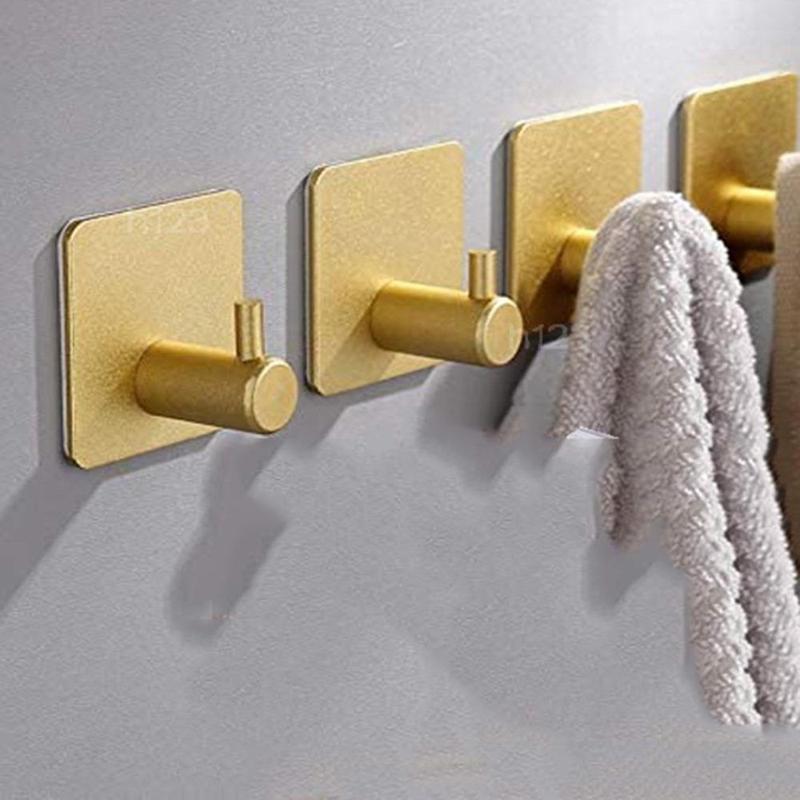 Stainless Steel Wall Mounted Hook, 1 Count Punch Free Heavy Duty Coat Hook, Home Organizer For Living Room Bedroom Bathroom Kitchen