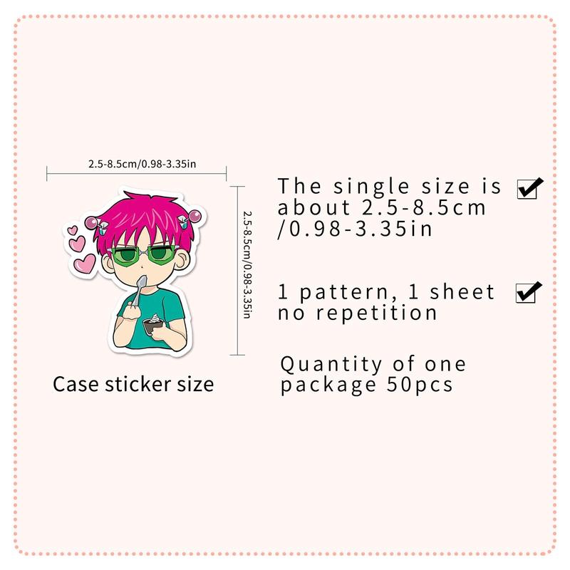 Anime Character Pattern Sticker, 50pcs set Waterproof Self Adhesive Sticker, DIY Sticker for Gift Greeting Card Water Bottle Laptop Phone