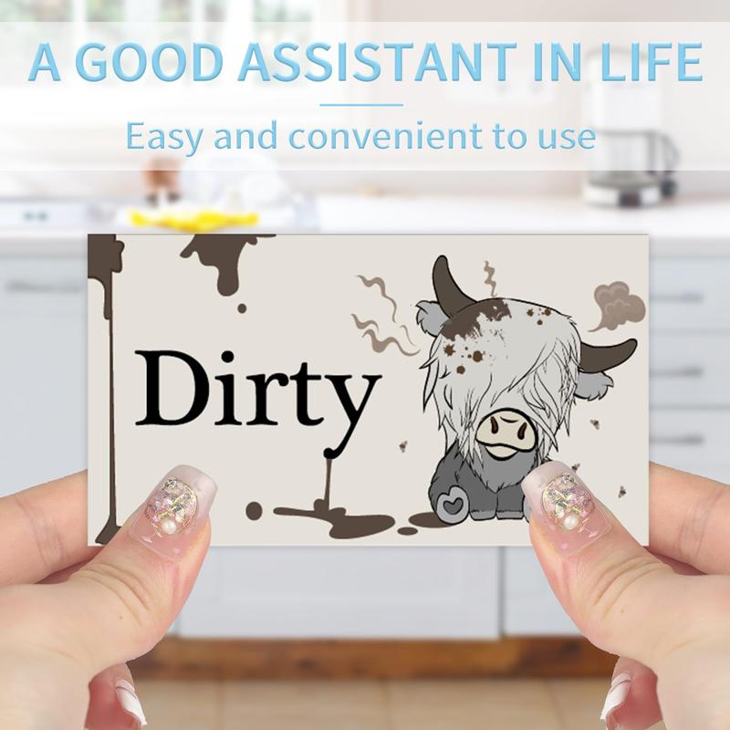 Dishwasher Magnet Clean Dirty Sign: Cute Highland Cow Clean Dirty Magnet for Dishwasher Refrigerator, Double Sided Magnetic Dishwasher Sign, Funny Kitchen Gadgets and Accessories