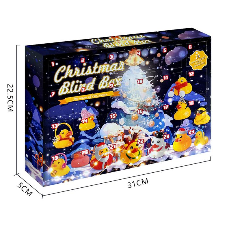 Advent Calendar Christmas Ducks, 24 Days Christmas Countdown Calendar Gifts, Ducks Blind Box Holiday Party Favors, 2024 Xmas Surprise Gift, 24pcs Rubber Duck Blind Box