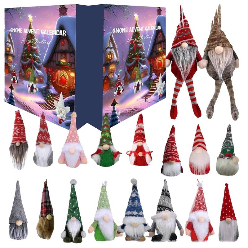 Christmas Gnome Advent Calendar, 1 Box 24 Day Christmas Advent Calendar with Collectible Gnome Dolls, Christmas Countdown Surprise Holiday Gnome Gift