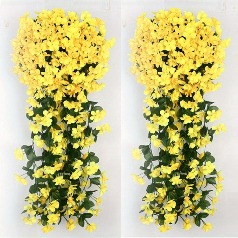 Hanging Artificial Violet Ivy Flowers 2 Packs Hanging Flowers Plant for Outside Outdoor Patio Garden Porch Wedding Home Decorations