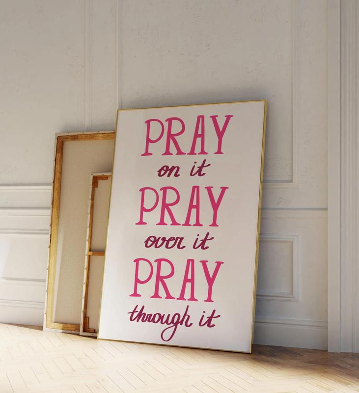 Pray On It Christian Pink Wall Art Girly Bible Poster Christian Gift For Her Modern Christian Quote Wall Art Hand Drawn Digital