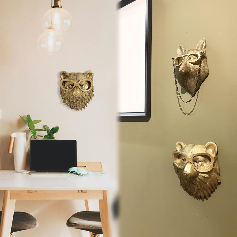 Animal Head Design Wall Hanging Decor, 1 Count Vintage Resin Animal Head Wall Decor, Wall Hanging Ornament for Home Living Room & Bedroom