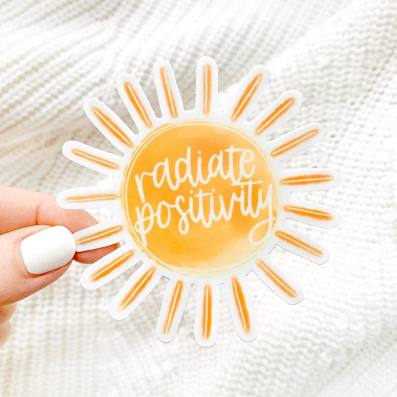 Radiate Positivity Waterproof Vinyl Sticker, 3x3