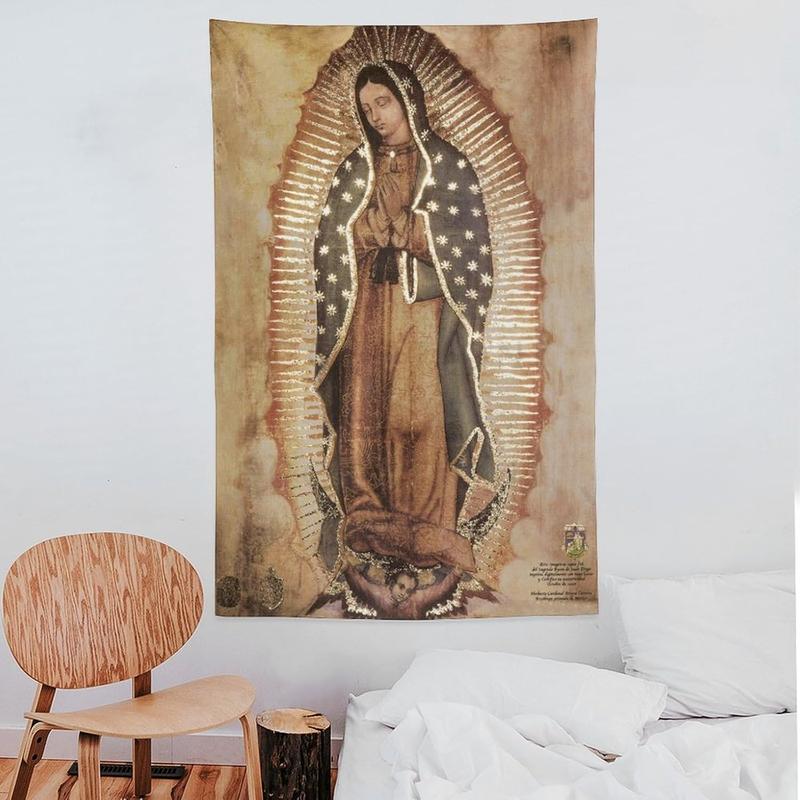 Our Lady of Guadalupe Portrait Religious Catholic Mexico Lamina Enmarcada De Nuestra Señora De Guadalupe Print Tapestry Wall Art Painting Gifts Bedroom Living Room Decor Modern Home 60