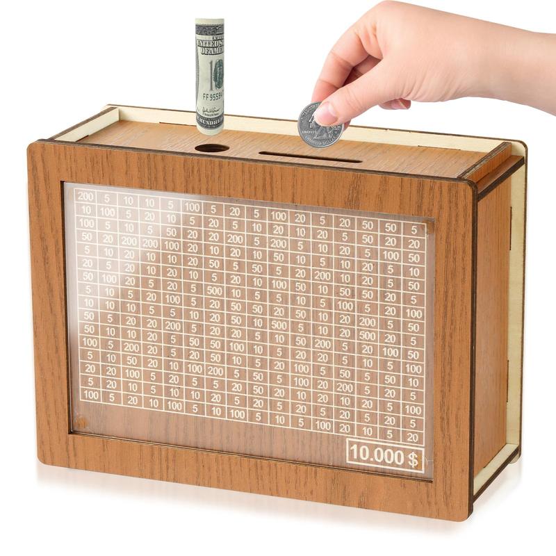 10000 Savings Challenge Box, Cashbox Kakeibo Money Saving Box, Cash Vault Wooden Savings Box 10,000 Dollar, Wooden Coin Digital Piggy Bank, Wooden Money Save Box 10k, Caja De Ahorros 10000, Saver