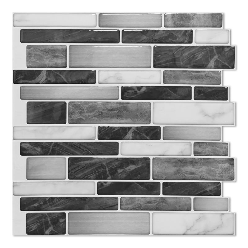 10-Pack Art3d Peel and Stick Grey Marble Tile Stickers - Kitchen Bathroom Backsplash Tile 12x12in Decor Decorative Wall Tiles Sticker Ornaments