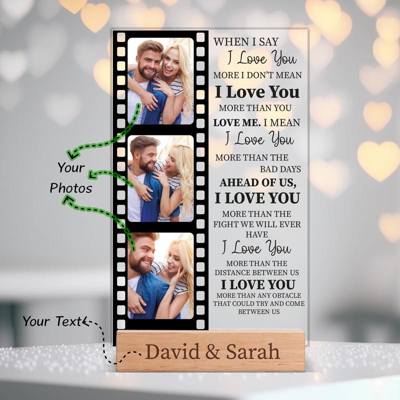 Custom Picture Acrylic Plaque With Wooden Stand, Valentines Day Gifts, Home Decoration, Gift For Couples, Picture Frame, Personalized Name Plaque, Gift For Girlfriend, Gift For Boyfriend, Birthday Gifts, Anniversary Gift, Photo Plaque For Wife and Husband