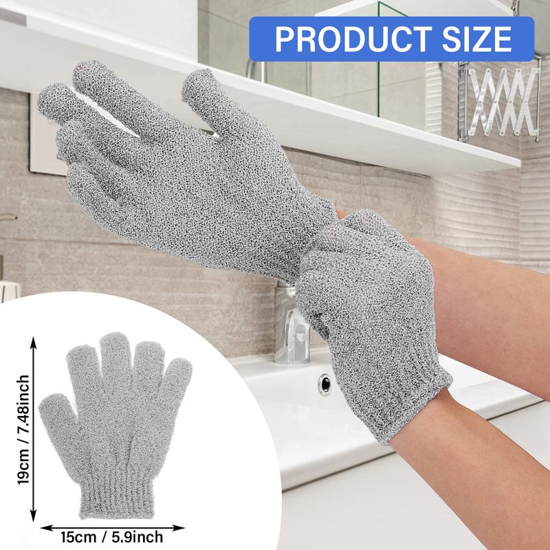 2 Pair Bath Gloves for Shower Natural Loofah Exfoliating Wash Gloves for Body and Face, Dead Skin Remover, Double Sided Microfibre Shower Body Gloves for Adults and Kids