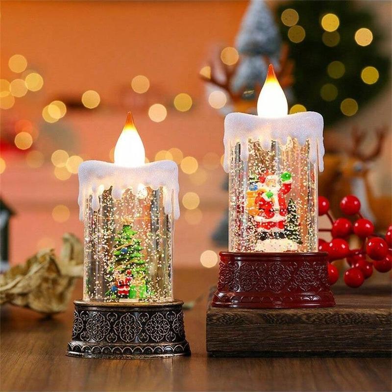 Christmas Themed Waterfilled Candle Light, 1 Count Creative Exquisite  Desktop Decorative Light, Decorative Light for Home Party Festival