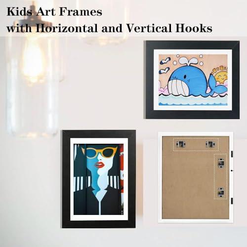 4-Pack Kids Artwork Frames Changeable - Kids Art Frames Front Opening 8.5 x 11, Kids Art Frame Ideal for Portfolio, Pictures, Drawings (White)