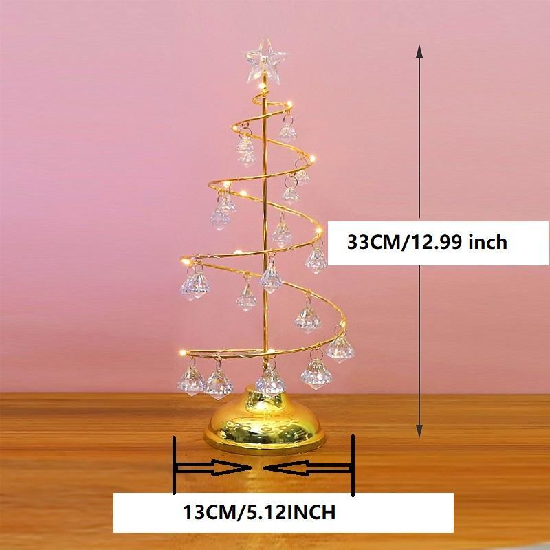 LED Light Up Christmas Tree without Battery, 1 Count Battery Powered Artificial Crystal Tree Night Light, Desktop Ornament for Home Bedroom