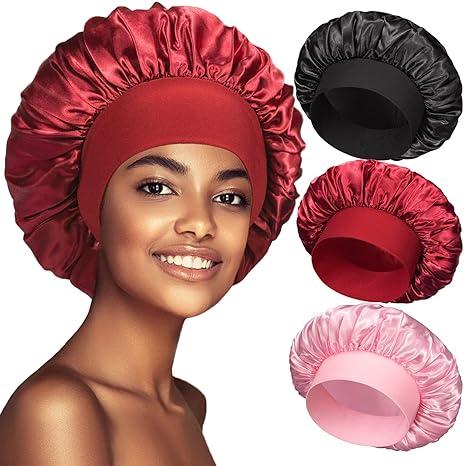 Jarin Hair Satin Bonnet Silk Bonnet for Sleeping Women Hair Bonnet Night Sleep Cap Scarf wrap for Curly Hair with tie Band Hats