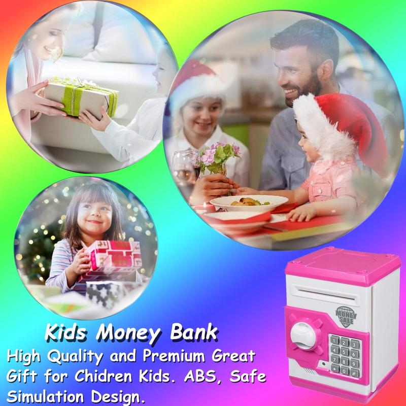 Piggy Bank for Boys Girls,Kids Safe Money Bank for 4 5 6 7 8 9 10 Year Old Girl Boy Birthday Gift,Electronic Password Money Saving Box ATM Safe Bank Toys for Kid (Pink)