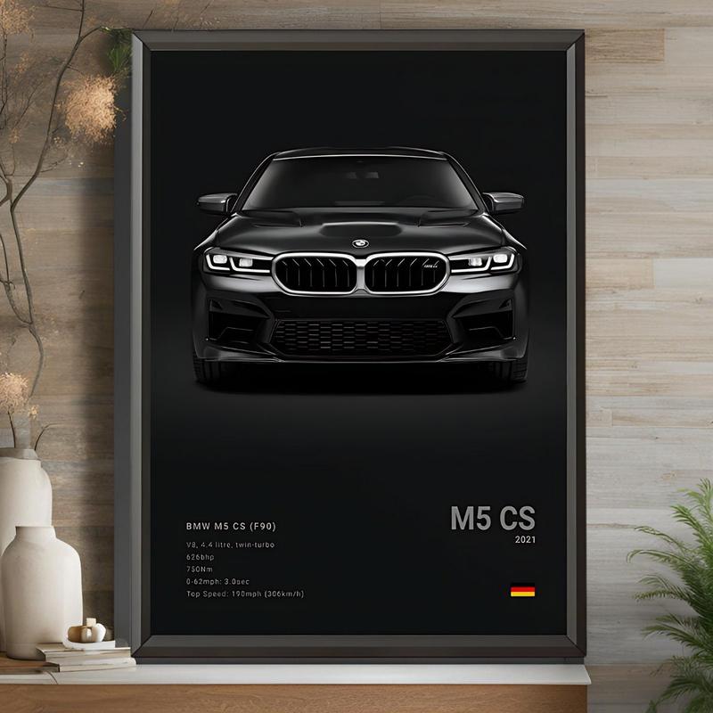 Famous Cars BMW M5 CS | Wall Art Print Poster | Decorative Mural | Modern Home Decor | Birthday Gift | Unframed