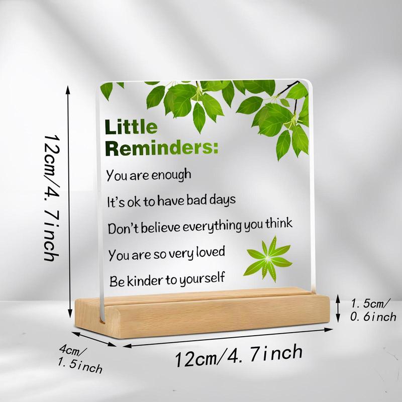 Little Reminders Acrylic Plaque with Wooden Stand, 1 Count Creative Letter Pattern Desktop Decoration Sign, Inspirational Gift for Women, Home Decor Supplies