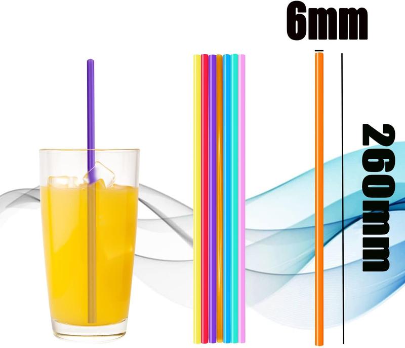 100  Colorful Plastic Long Disposable Drinking Straws.(0.23''diameter and 10.24