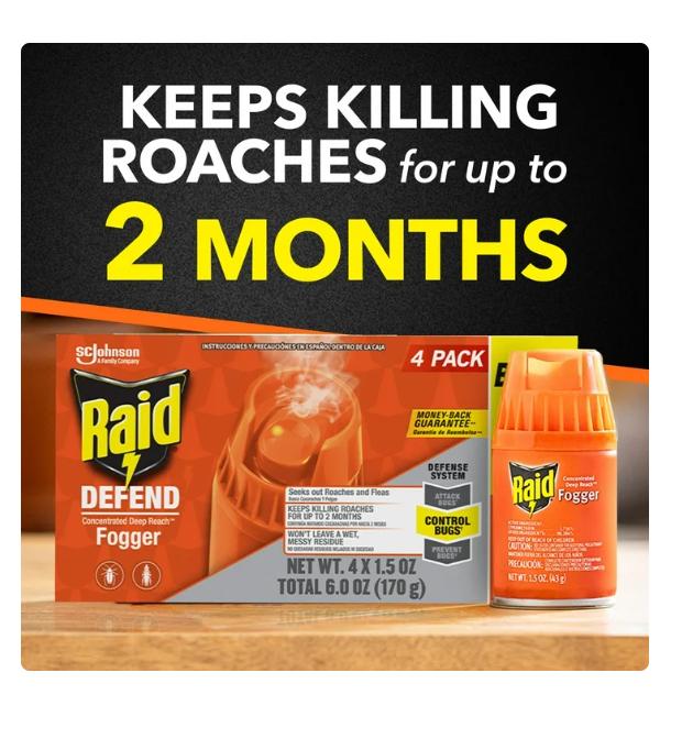 Raid Concentrated Deep Reach Fogger,Roach & Flea Insect Killer, 1.5 fl oz, 4 Cans