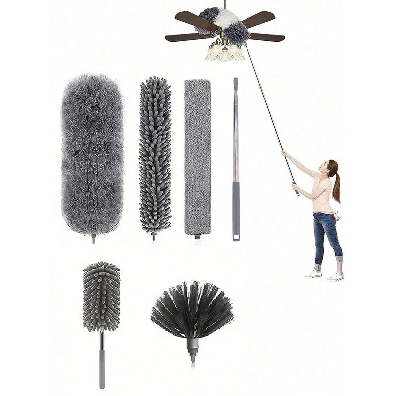 7pcs Microfiber Dust Remover Extension Rod Set, Flexible Feather Duster, Household Cleaning Tool for Ceiling, Furniture, Household  Duster Brush Cleaning Tools, Cleaning Supplies, Essential Items for Home