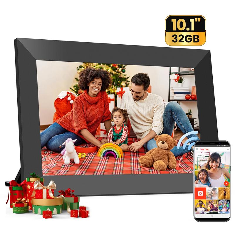 [Black Friday] Christmas Gift FRAMEO Digital Photo Frame wifi 10.1 Inch, Smart WiFi Digital Picture Frame, Touch Screen Display, 32GB Storage Auto-Rotate Easy Share Photos or Videos in Frameo Free App from Anywhere