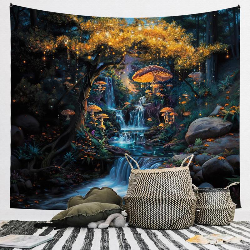 Glowing Tree & Forest Pattern Tapestry, Modern Casual Wall Hanging Tapestry, Wall Art Decor for Home Living Room Bedroom Dormitory, Room Decor, Home Decor