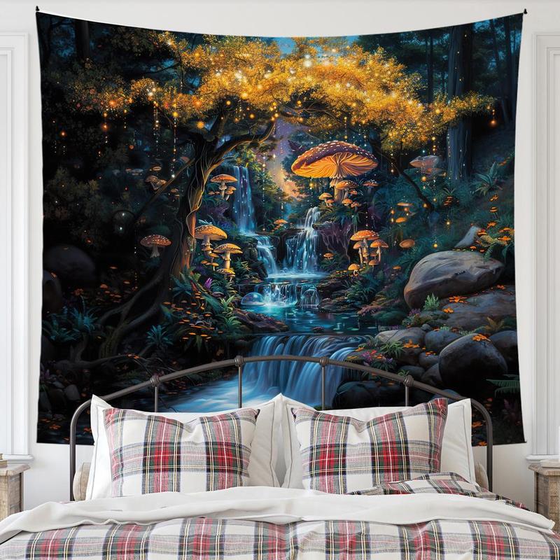 Glowing Tree & Forest Pattern Tapestry, Modern Casual Wall Hanging Tapestry, Wall Art Decor for Home Living Room Bedroom Dormitory, Room Decor, Home Decor