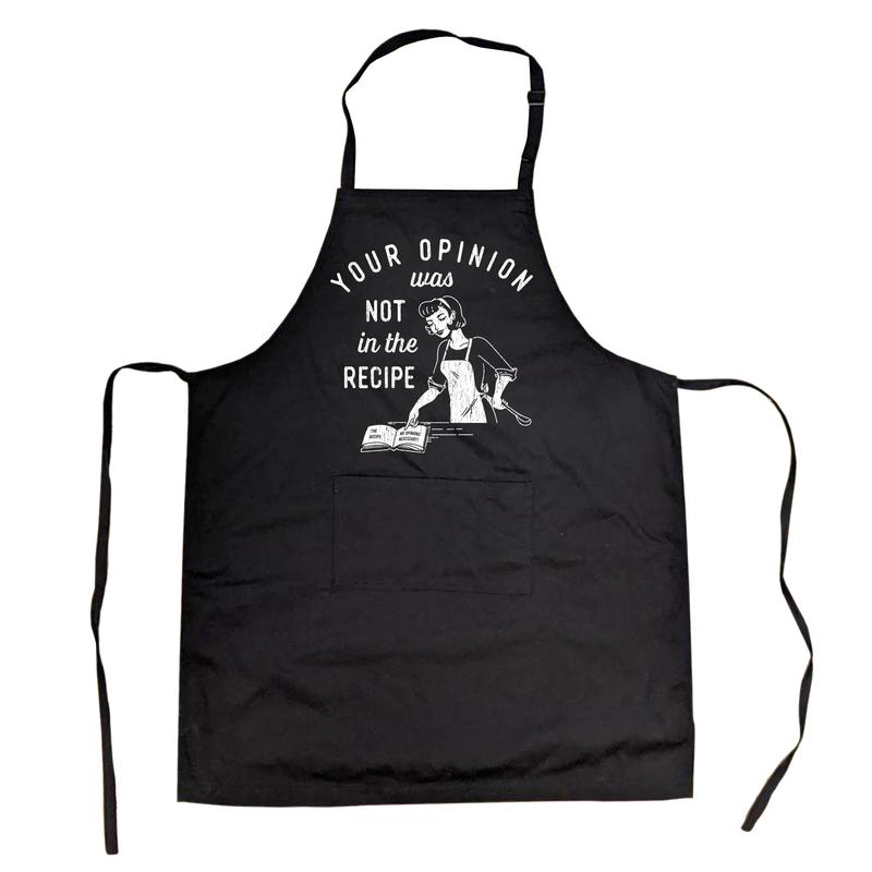 Your Opinion Was Not In The Recipe Cookout Apron Funny Baking Graphic Smock Funny Aprons Funny Food Apron Novelty Cooking Aprons for Men Black