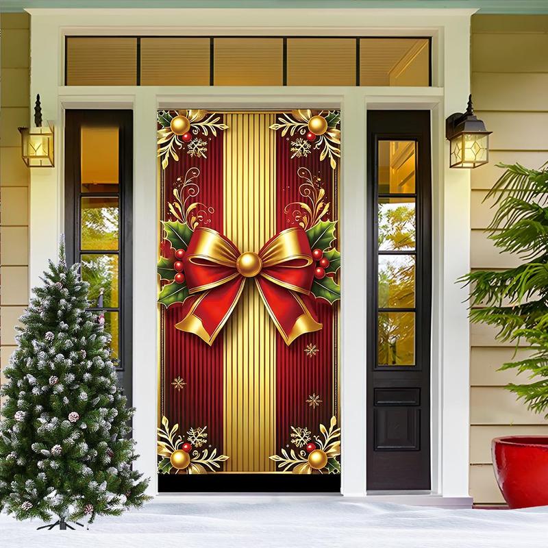 Christmas Themed Door Banner, 1 Count Holiday Door Decoration with 4 Grommets, Festive & Party Supplies for Home Living Room Bedroom