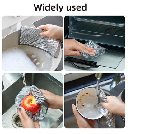 10 Counts Multipurpose Wire Dishwashing Rags,Double-Layer Dishwashing Cloth, Non-scratch Wire Dishcloth for Kitchen,Gift