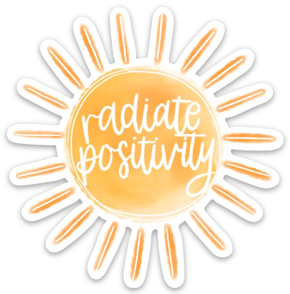 Radiate Positivity Waterproof Vinyl Sticker, 3x3