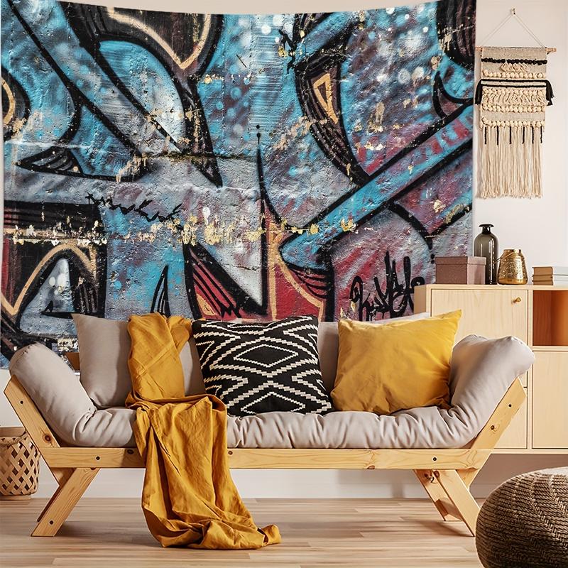 Christmas 2024 Ornament - Polyester Tapestry - Graffiti Art Print Wall Hanging, Urban Street Style Decorative Tapestry for Living Room Bedroom, Available in Multiple Sizes