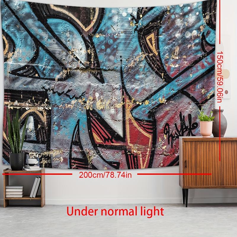 Christmas 2024 Ornament - Polyester Tapestry - Graffiti Art Print Wall Hanging, Urban Street Style Decorative Tapestry for Living Room Bedroom, Available in Multiple Sizes