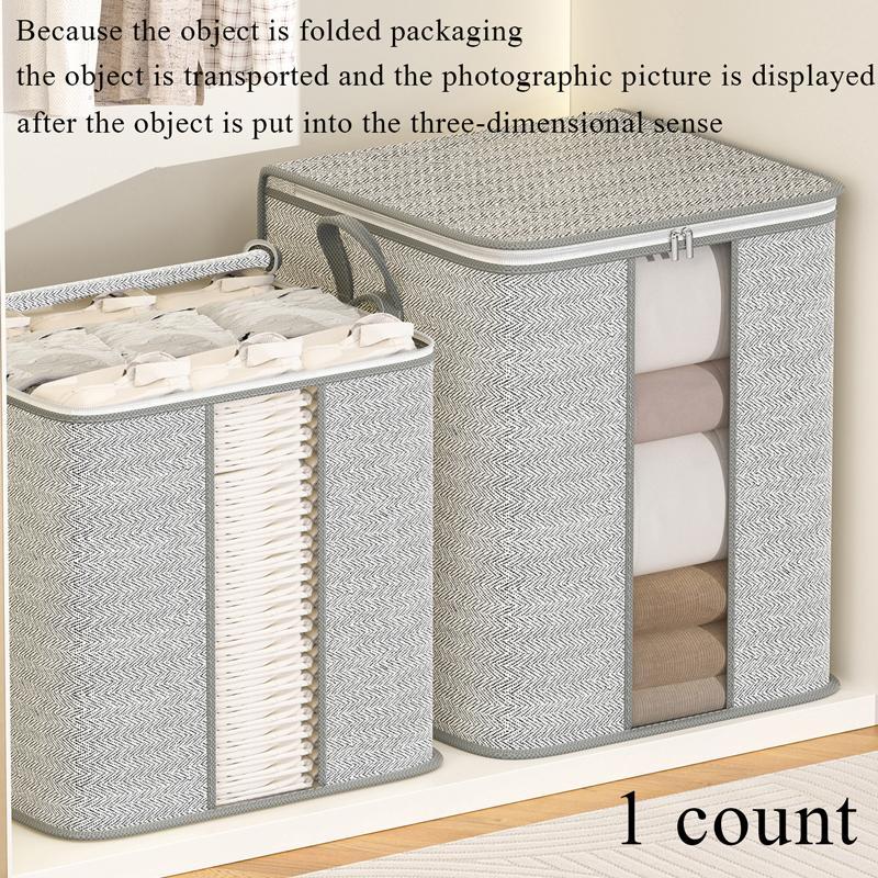 Clothes Storage Bag with Clear Window, 1 Count 2 Counts Summer Foldable Large Capacity Quilt Storage Organizer with Zipper and Handle, Dorm Essentials, Room Organizer