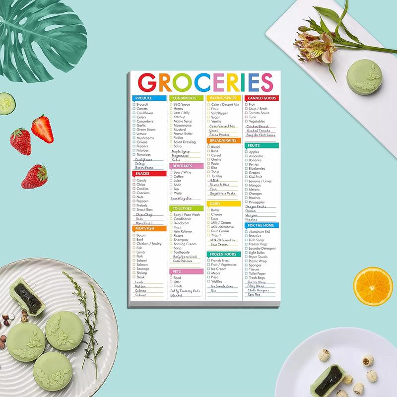 90 Sheets Fastcheck Grocery List Magnet Pad, 110 Printed Common Food for Fridge and Blank Grocery Shopping Spaces for Home. Size 6”x 9”